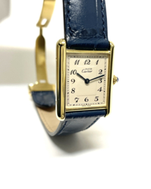 Must de Cartier Tank Large Model Quartz White Arabic Dial Deployante - Incl Cartier Garantie