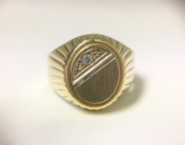14 K Bicolor Gouden Heren Ring Zirkonia - 6,95 g
