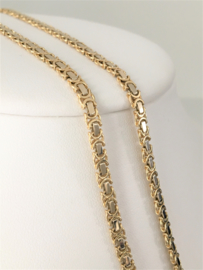 14 K Bicolor Gouden Koningsketting (plat) - 50 cm