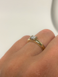 14 K Gouden Solitair Ring Verlovings Ring 0.20 ct Briljant Geslepen Diamant G / IF - Loupe Zuiver