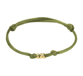 Mosgroen Gevlochten Armband 14 K Gouden Schakels (Verstelbaar) 13-26 cm