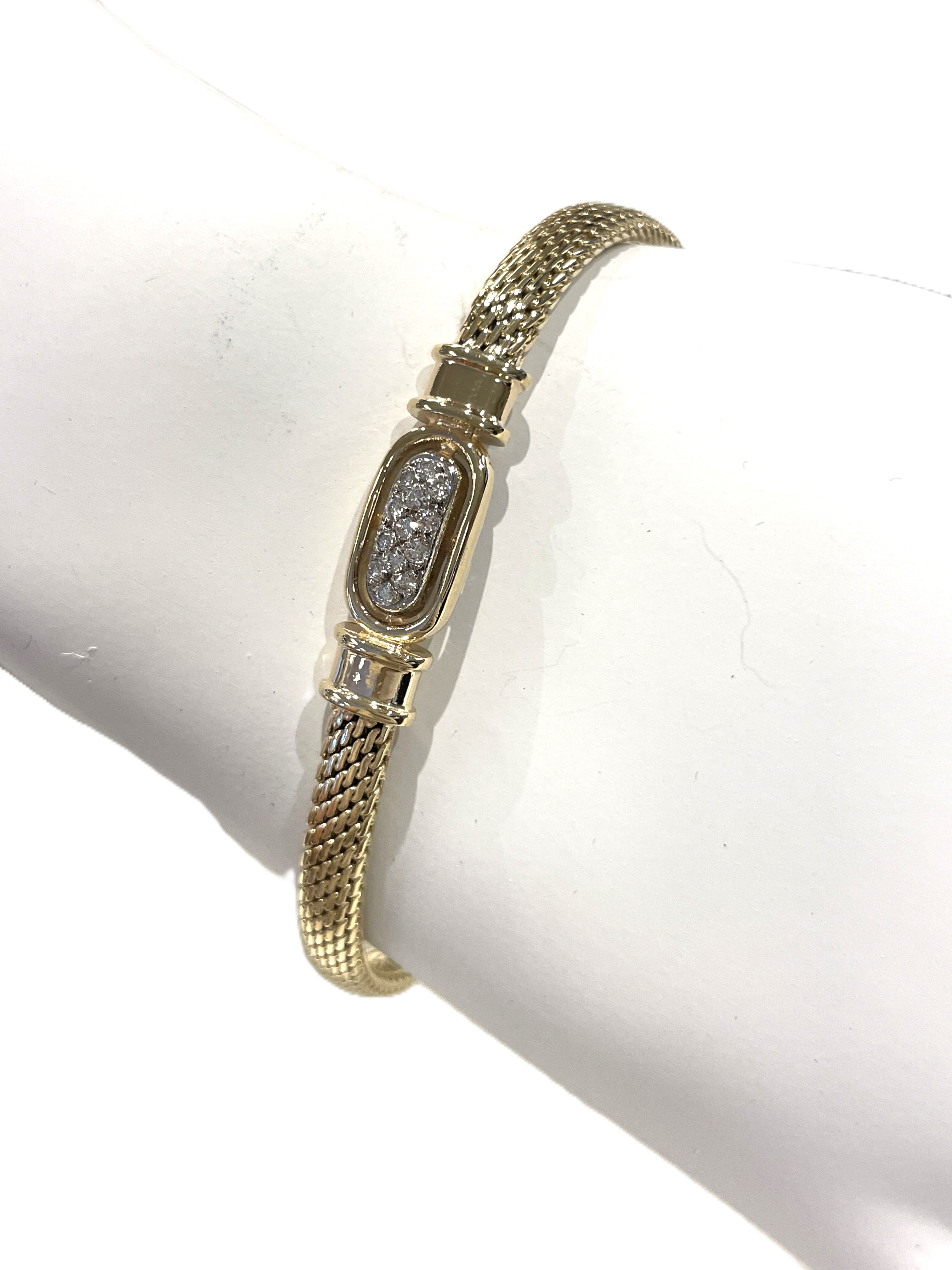 14 Karaat Gouden Milanese Armband 0.20 ct Briljant Geslepen Diamant