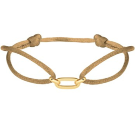 Caramel Gevlochten Armband 14 K Gouden Schakels (Verstelbaar)