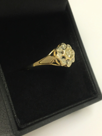 Handvervaardigd Antiek Gouden Rozet Ring 0.09 crt Diamant