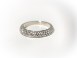 18 K Witgouden Aanschuif Ring 0.25 crt Briljantgeslepen Diamant Pavé - H/VS2