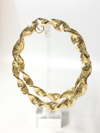 Grote 14 K Gouden Versace Wokkel Creolen - 8 cm