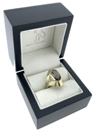 Vintage 8 Karaat Dames Ring Ovaal Gefacetteerd Rookkwarts