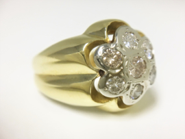 Grove 14 K Bicolor Gouden Rozet Ring ca 1 crt Diamant - 12,3 g