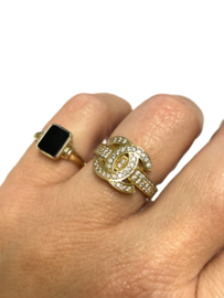 14 Karaat Gouden Zegelring 1.0 ct Black Onyx - Model 8-Kant / Dames