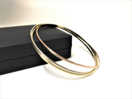 14 K Gouden 3-Band Rinkel Armbanden Set - 13,2 g / 6,6 cm