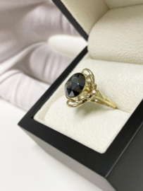 Handvervaardigd Antiek Gouden Ring Roos Geslepen Hematiet - Mt 17.25