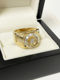 14 K Bicolor Gouden Heren Ring Briljant Geslepen Heldere Zirkonia - 9,7 g