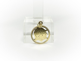 14 K Gouden Hanger / Bedel Kinderkopje Meisje - 2,5 cm