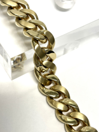 Zware Massief Gouden Gourmet Schakel Armband - 22.5 cm / 118 g / 14 mm