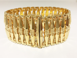 Brede 18 K Gouden Fantasie Schakel Armband - 19,5 cm / 47,6 g