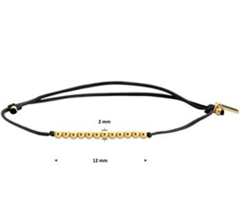 Verstelbare Armband Katoen 13 - 19 cm / 14 K Goud Zwart