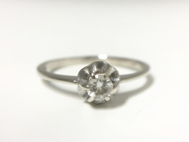 14 K Witgouden Rozet Ring 0.18 crt Briljantgeslepen Diamant