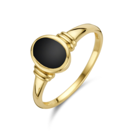 14 K Gouden Dames Pink Ring / Zegelring 0.67 ct Black Onyx - Model Ovaal