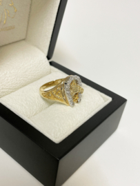 14 K Gouden Heren Ring Paard Hoefijzer Briljant Geslepen Heldere Zirkonia - 5,5 g