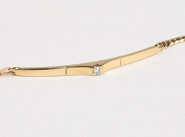 14 K Gewalst Gourmet Schakel Armband 0.03 Diamant - 18 cm