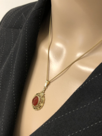 14 K Gouden Gourmet Collier Carneool Hanger - 42,5 cm / 8 g