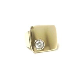 Massief Gouden Heren Pink Ring 0.5 ct Briljant Geslepen Diamant G/VVS1 - 12,7 g