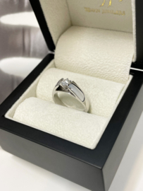 14 K Witgouden Solitair Ring 0.25 crt Briljantgeslepen Diamant - G / VVS1