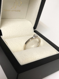 18 K Witgouden Solitair Bijzet Ring 0.07 Diamant G/ VS2