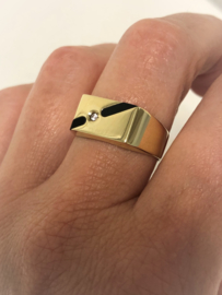 8 Karaat Heren Ring - Onyx / Cubic Zirkonia
