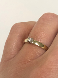 14 K Bicolor Gouden Solitair Aanschuif Ring 0.05 crt Diamant