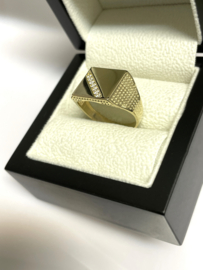 14 Karaat Gouden Heren Ring Briljant Geslepen Cubic Zirkonia