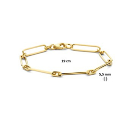 14 K Gouden Paperclip Schakel Armband Ronde Buis - 19 cm