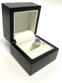14 K Witgouden Dames Ring Tanzaniet / Briljant Geslepen Diamant Incl AIG Certificaat