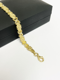 Vintage Schakel Armband Bloemen - 19,3 cm / 6 mm