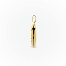 14 K Gouden Medaillon Ovaal Bolletjes Twee Foto's - Anker Collier 45 cm
