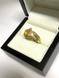 14 Karaat Massief Gouden Fantasie Ring Stijl Lapponia 0.03 ct Briljant Geslepen Diamant