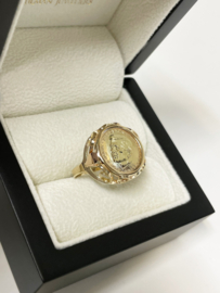 Vintage 14 K Gouden Munt Ring J. F. Kennedy 1963 Met Rosé Accenten