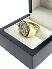 18 Karaat Massief Gouden Heren Ring 0.75 ct Briljant Geslepen Diamant - 16.5 Gram