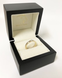 14 K Bicolor Gouden Bijzet Ring 0.14 Crt Briljantgeslepen Diamant - G/VS1