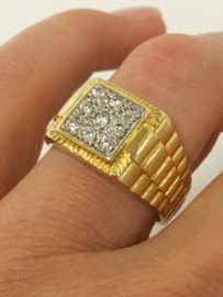 18 K Gouden Rolex Ring - Heren / 0.36 crt Diamant G / SI