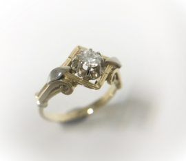Antiek Handvervaardigd 14 K Gouden Solitair Ring 0.25 crt Diamant F / VVS1