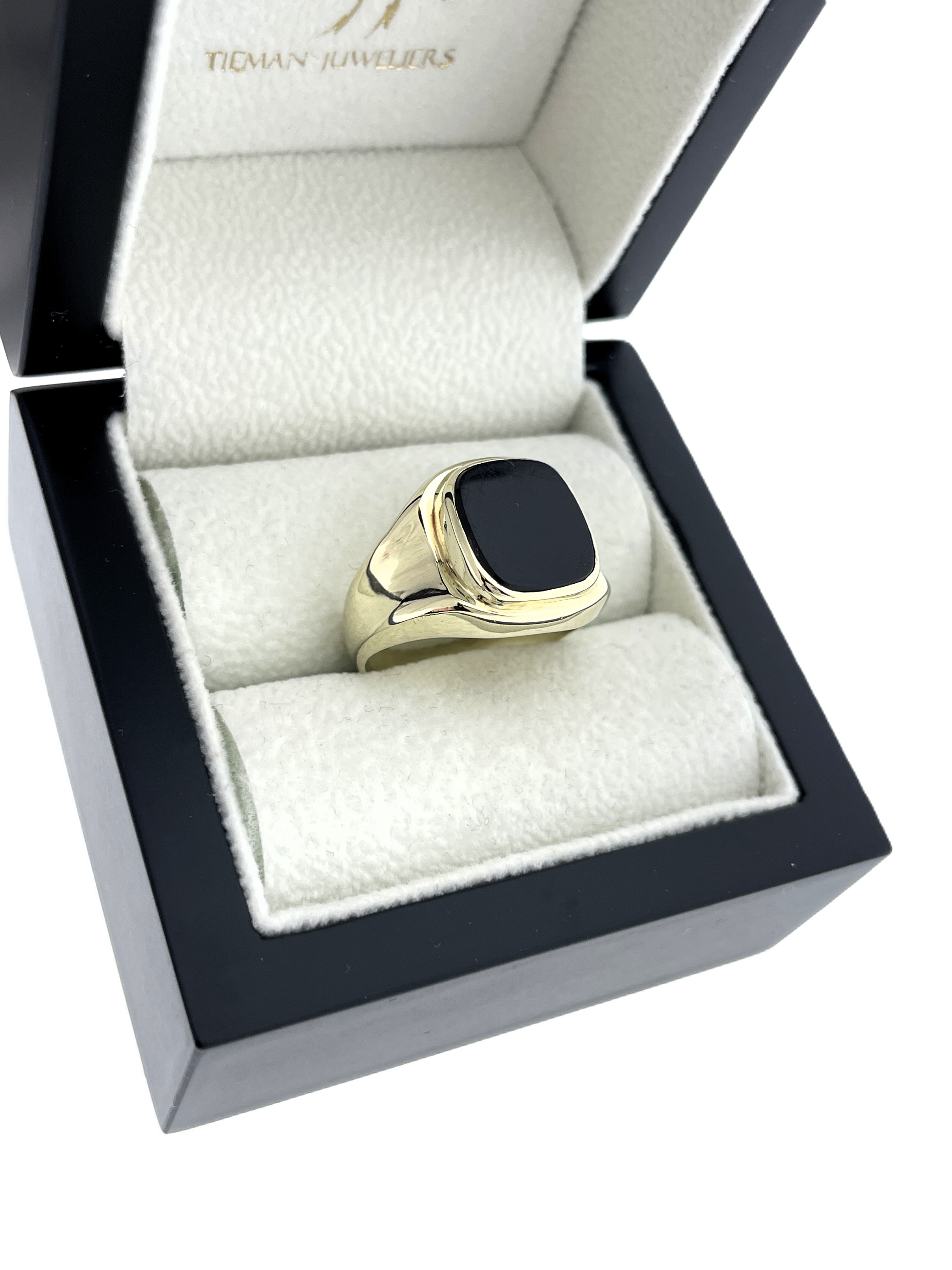 14 Karaat Gouden Heren Zegelring Onyx Klassiek Model