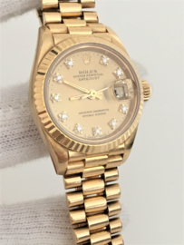 Rolex Oyster Perpetual Datejust Dames Polshorloge 18 K Goud - Diamant