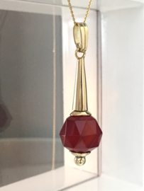 14 K Antiek Gouden Hanger Facet Geslepen Carneool - 4,3 cm
