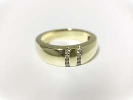 14 K Gouden Bandring 0.08 crt Briljantgeslepen Diamant