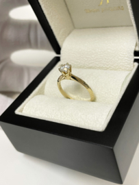 14 K Gouden Solitair Ring 0,51 ct Diamant F / VS1 - Inclusief Diamant Certificaat