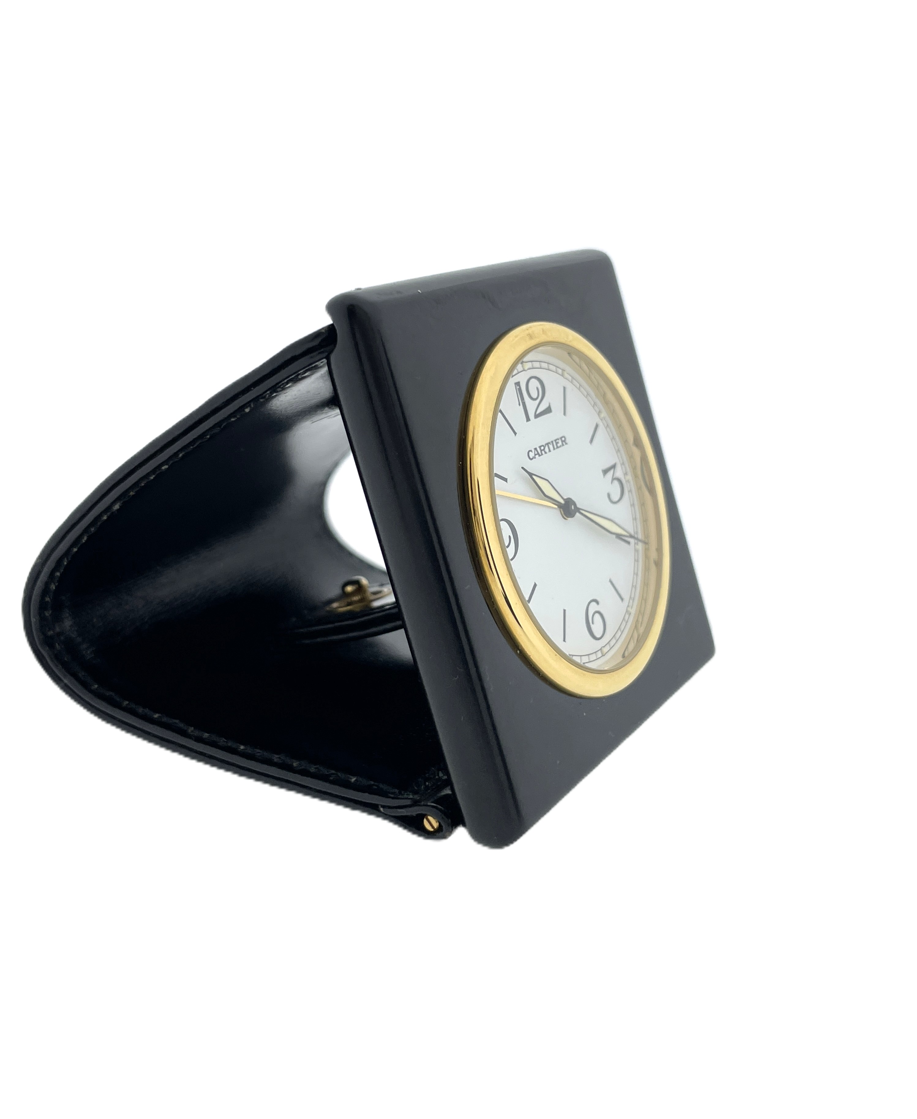 Vintage Cartier Pasha Travel Alarm Clock Ref/ 0251 Reiswekker Lederen Foudraal