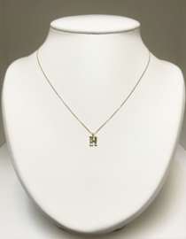 14 K Gouden Hanger Letter H - 0.02 ct Briljant Geslepen Diamant H/P1