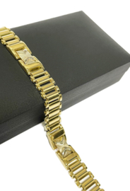 18 Karaat Bicolor Gouden Schakel Armband Heren - 21 cm / 31,1 g / 1 cm