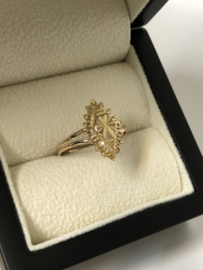 Antiek Gouden Gravé Markies Ring